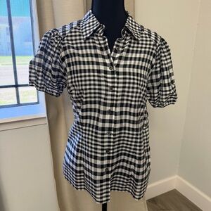 Anthropologie | Ellavie Black and White Checkered Button Down Shirt